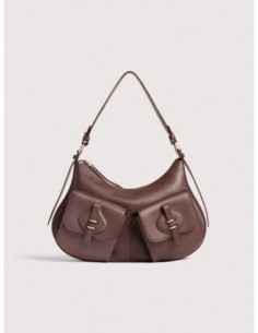 Borsa a spalla in pelle con grana Coccinelle Mavery Pocket Medium – Berry - foto 1