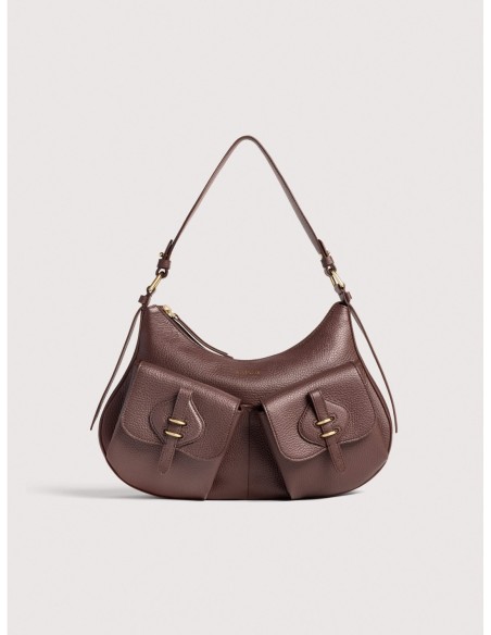 Borsa a spalla in pelle con grana Coccinelle Mavery Pocket Medium – Berry - foto 1