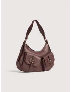 Borsa a spalla in pelle con grana Coccinelle Mavery Pocket Medium – Berry - foto 1 2