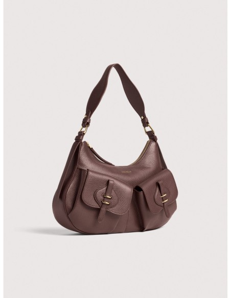 Borsa a spalla in pelle con grana Coccinelle Mavery Pocket Medium – Berry - foto 2