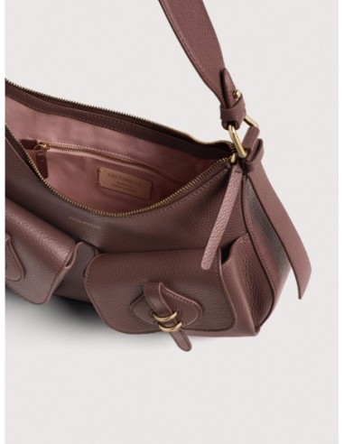 Borsa a spalla in pelle con grana Coccinelle Mavery Pocket Medium – Berry - foto 3