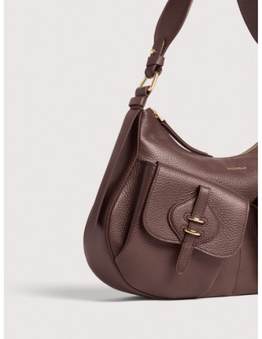 Borsa a spalla in pelle con grana Coccinelle Mavery Pocket Medium – Berry - foto 4
